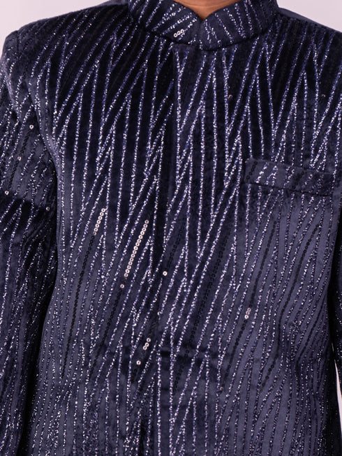 Boy's' Navy Blue Sherwani Set